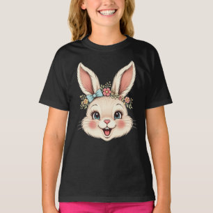 Camiseta Coelhinho de Páscoa Vintage Coquette Laço Flor Mul