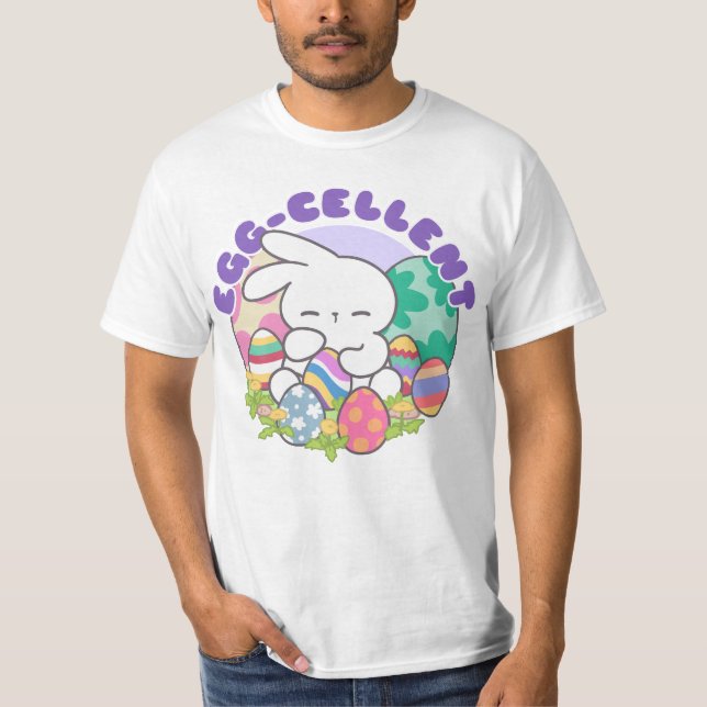 Camiseta Coelhinho e Ovos de Páscoa sorridentes - Primavera (Frente)