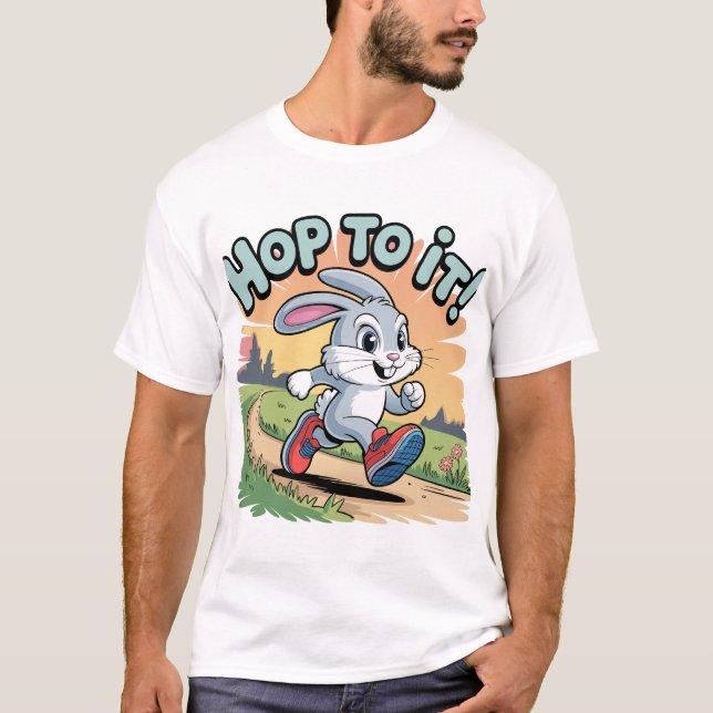 Camiseta Coelhinho Enérgico em Design de Calçado em Execuçã (Frente)