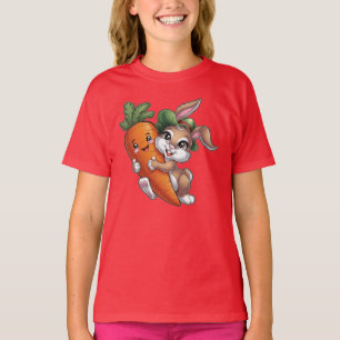 Camiseta Coelhinho feliz com uma cenoura gigante