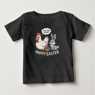 Camiseta Coelhinho Feliz de Páscoa Frango Não Isso Novament