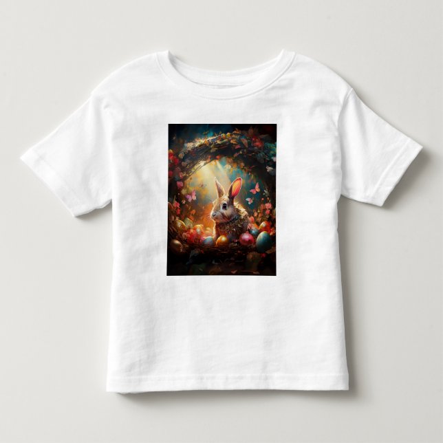 Camiseta Coelhinho felz pascoa com ovos de Páscoa (Frente)