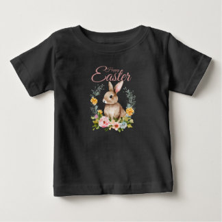 Camiseta Coelhinho Floral de Aquarela Adorável na Páscoa