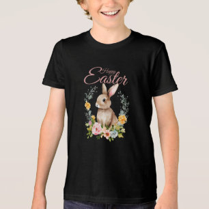Camiseta Coelhinho Floral de Aquarela Adorável Páscoa