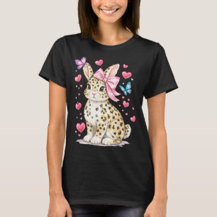 Camiseta Coelhinho Leopardo Fofo Arco Cor-de-rosa Coquete C
