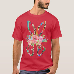 Camiseta Coelhinho-Leopardo-Serape Com Coelho Floral Feliz