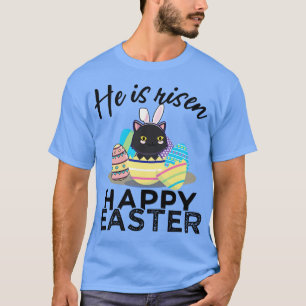 Camiseta Coelhinho Negro Bonito Orelha Páscoa Risen Bi