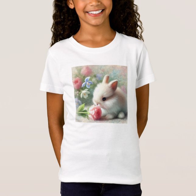 Camiseta Coelhinho Pastel Adorável com Visitas - Camisa-T (Frente)