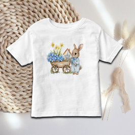 Camiseta Coelhinho Personalizado com Flores Azuis