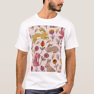 Camiseta Coelhinhos Coloridos: Uma Linda Vintagem Floral.