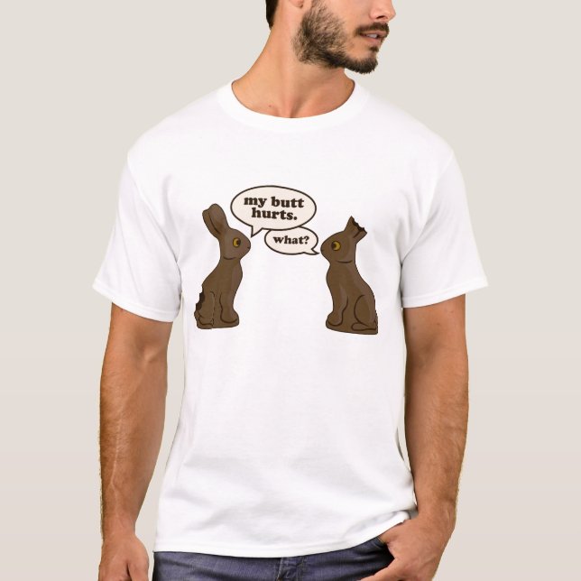 Camiseta coelhinhos da Páscoa do chocolate meus danos do (Frente)