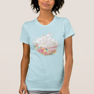 Camiseta Coelhinhos de Cores Aquáticas no Ovo de Páscoa F