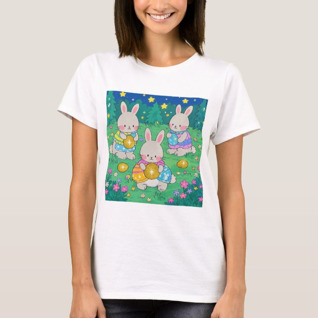 Camiseta Coelhinhos de Páscoa com Ovos de Páscoa (Frente)