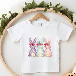 Camiseta Coelhinhos de Páscoa para Meninas Pequenas Laço Ro