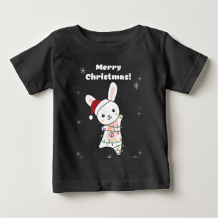 Camiseta Coelhinhos Feliz Natal Animais de inverno Coelhos