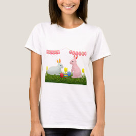 Camiseta Coelhinhos, Ovos, Tulipas e Couros-Felzs pascoa