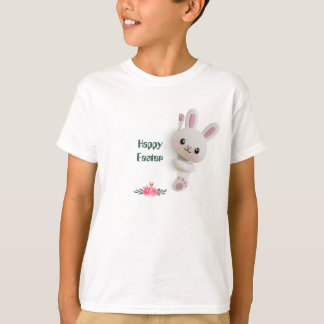 Camiseta Coelho 3D Adorável Espiando com Páscoa editável