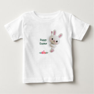 Camiseta Coelho 3D Adorável Espiando com Páscoa editável