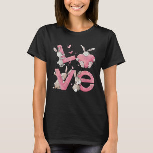 Camiseta Coelho Amor Rosa Dia DA PÁSCOA Dia dos Namorados M