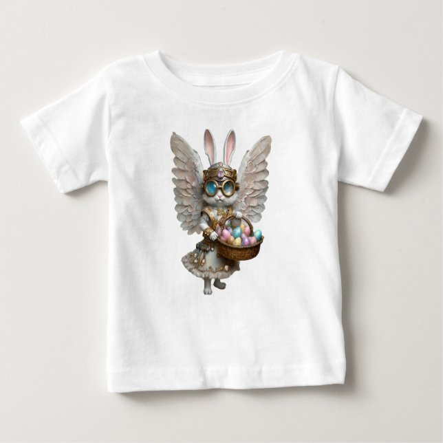 Camiseta Coelho Anjo Steampunk da Páscoa Garota (Frente)