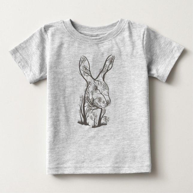Camiseta Coelho Artístico Natureza Animal Bunny Tree (Frente)