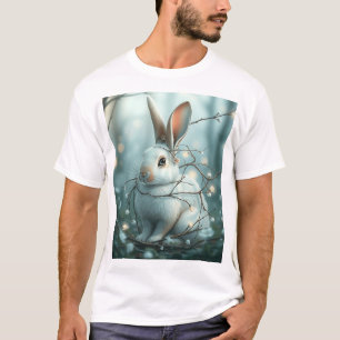 Camiseta Coelho Azul Pastel com Torneiras e Flores