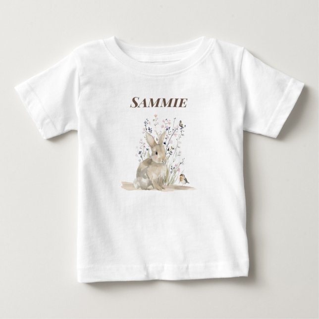 Camiseta Coelho Bebê Floresta Personalizado (Frente)