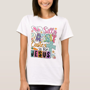 Camiseta Coelho Bobalhão de Páscoa Bunny Fofo Fé Cristã Fel