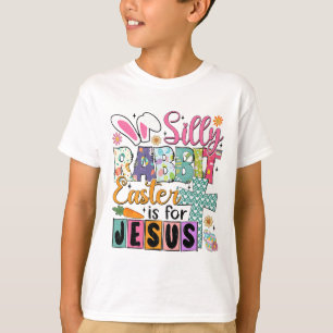 Camiseta Coelho Bobalhão de Páscoa Bunny Fofo Fé Cristã Fel