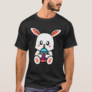 Camiseta Coelho Bonito Boba Tea Kawaii Atual Coelho Anime L
