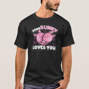 Camiseta Coelho Bonito Coelho Coração Alguém Te Ama Pun