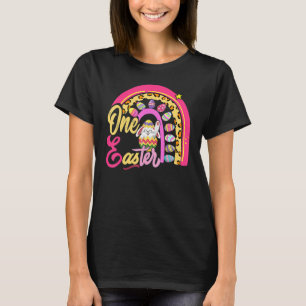 Camiseta Coelho Bonito Coelho Leopardo Rainbow Girl Happy E