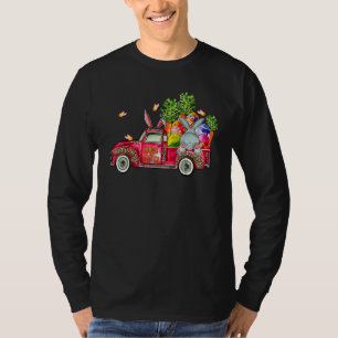Camiseta Coelho Bonito Com Carroça De Caça De Ovos Com Coel