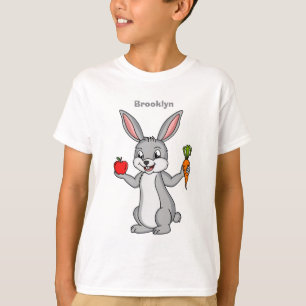 Camiseta Coelho bonito com cartografia de vegetais