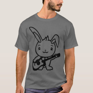Camiseta Coelho Bonito de Bunny Toca Música de Guitarra Gui