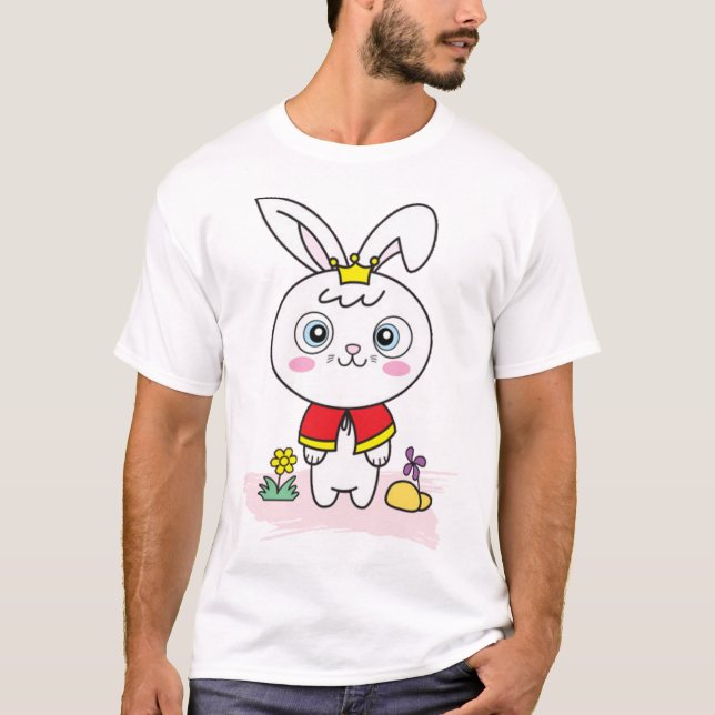 Camiseta Coelho bonito de desenho animado (Frente)