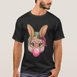 Camiseta Coelho Bonito Face de Leão Óculos Menina Feliz