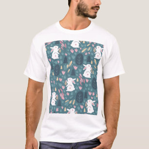 Camiseta Coelho bonito: impressão de vintage sem costura.