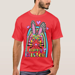 Camiseta Coelho Bonito Rosto Rosto Leopardo Óculos Fósforo