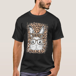 Camiseta Coelho Bonito Rosto Rosto Leopardo Óculos Fósforo