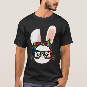 Camiseta Coelho Bonito Rosto Rosto Tie Tye Óculos Garota Fe