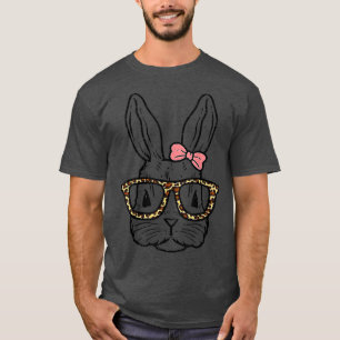 Camiseta Coelho Bonito Vestindo Óculos-Leopardo Páscoa D