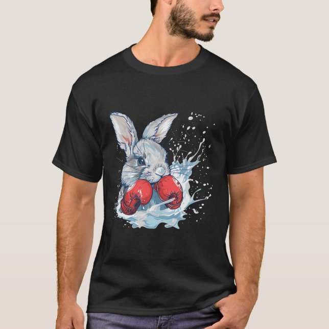 Camiseta Coelho Boxeador Com Luvas de Boxe Kickboxing Engra (Frente)
