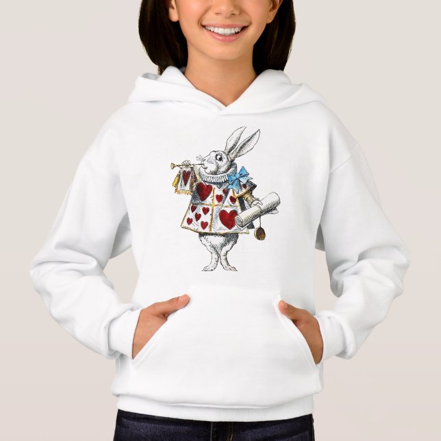 Camiseta Coelho Branco Alice Wonderland Hearts (Frente)