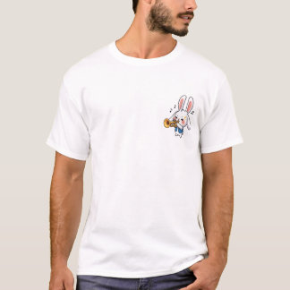 Camiseta Coelho Branco de Desenho Animado Energético Tocand