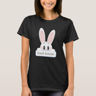 Camiseta Coelho Branco Ouvinte Personalizado Fofo