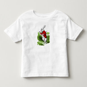 Camiseta Coelho branco que olha o relógio. Ilustração