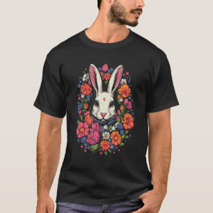 Camiseta Coelho Branco rodeado por Flores Proprietário jard