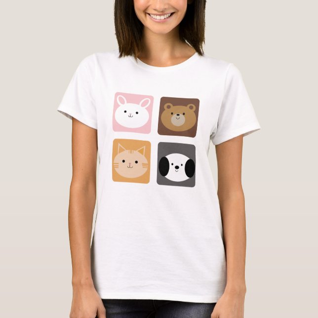 Camiseta Coelho, Cão, Gato e Urso (Frente)