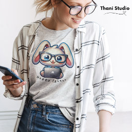 Camiseta Coelho Cérebro Tecnologia Guru Hoppy Páscoa e Nome